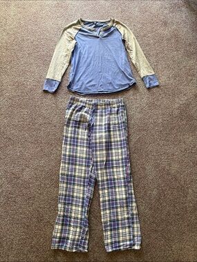 Tommy Hilfiger Blue & Grey Raglan Plaid Pajama Set